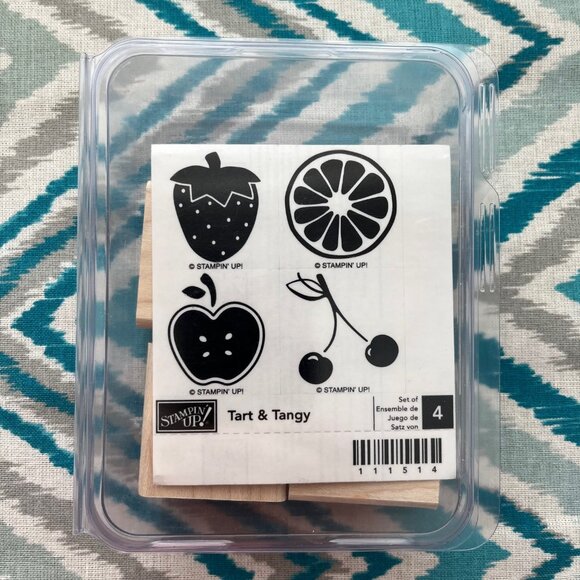 NEW Stampin' Up! Tart & Tangy Wood Mount Rubber Stamps, UNMOUNTED, Set of 4 - Picture 1 of 2